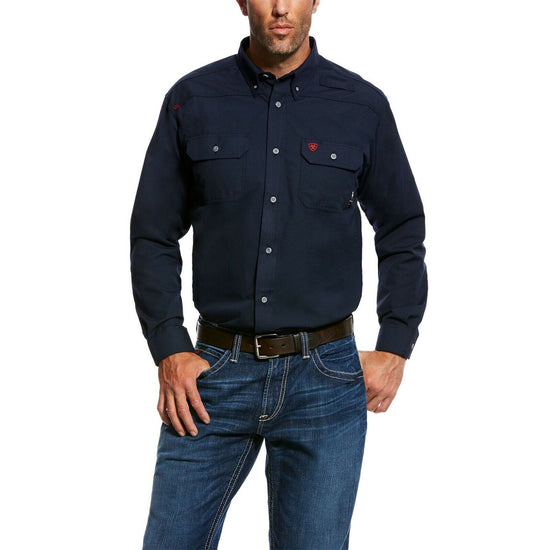 Load image into Gallery viewer, Ariat® Men&amp;#39;s FR Featherlight Navy Blue Work Shirt 10022899
