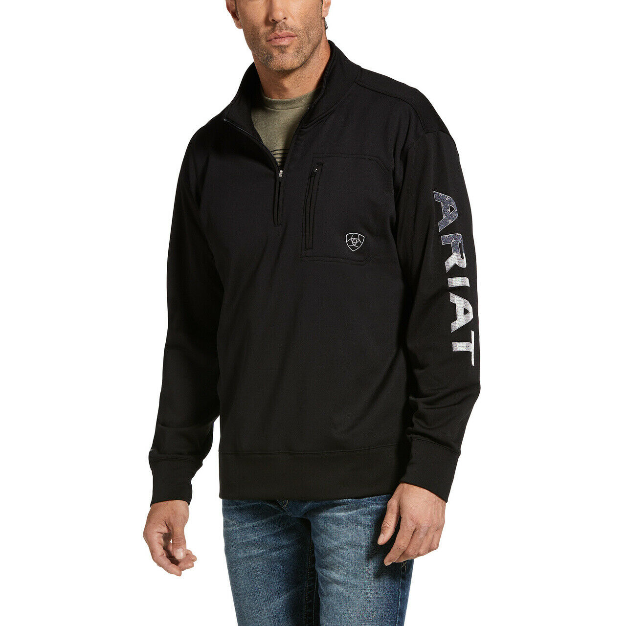 Ariat® Men's Team Logo Black 1/4 Zip Sweatshirt 10032949