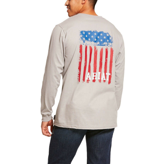 Ariat® Men's FR Americana Graphic Crew Silver Grey T-Shirt 10023952