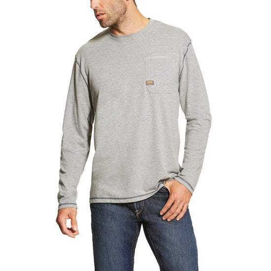 Ariat® Men's Rebar Workman Grey Long Sleeve Work T-Shirt 10019057