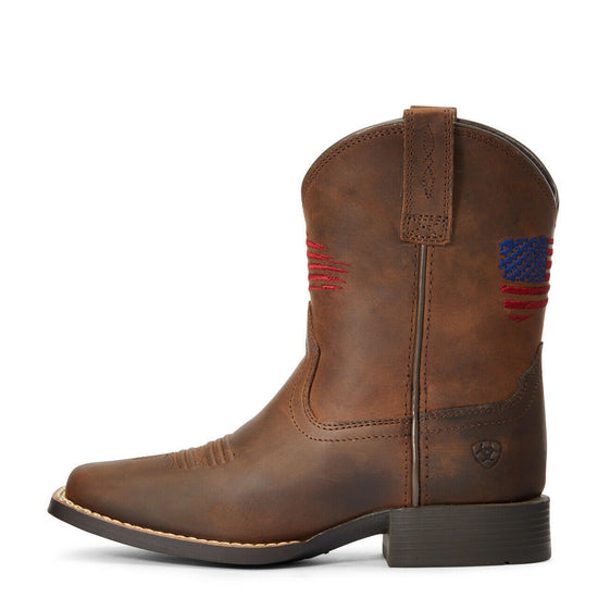 Ariat Children's Distressed Brown Patriot II Cowboy Boots 10034408