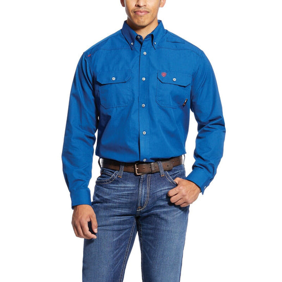 Load image into Gallery viewer, Ariat® Men&amp;#39;s FR Featherlight Royal Blue Work Shirt 10025428
