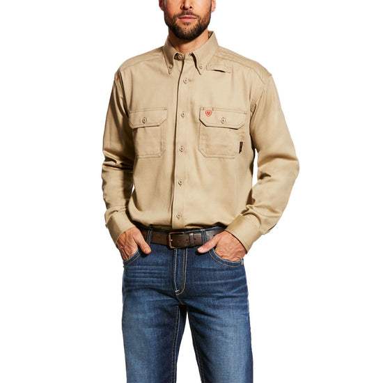 Ariat® Men's FR Flame Resistant Khaki Work Shirt 10012251 - Wild West Boot Store