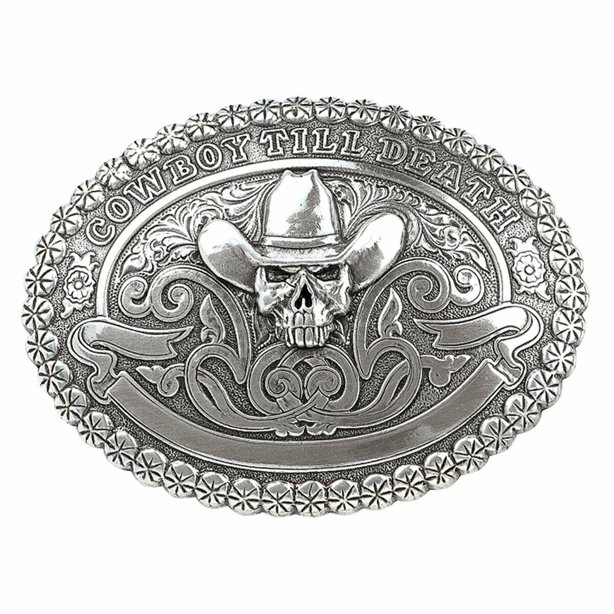 Nocona Mens Skull With Cowboy Hat  Belt Buckle 38016