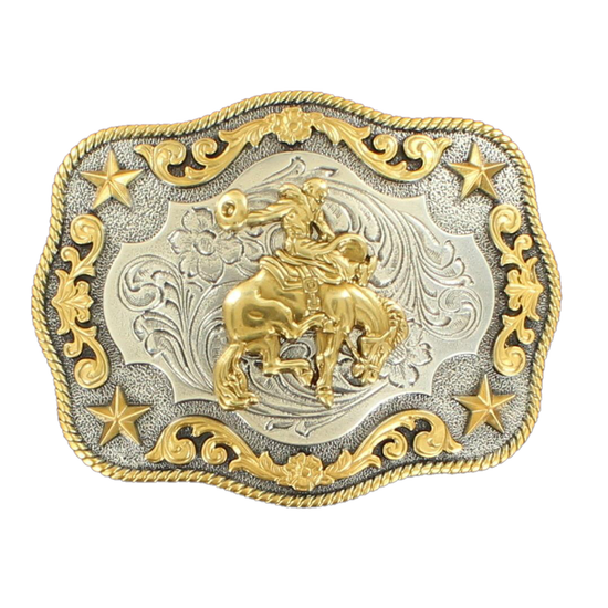 Nocona Saddle Bronc Silver and Gold Belt Buckle 3798708