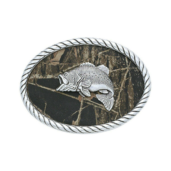 Load image into Gallery viewer, Nocona  Camo &amp;amp; Bass Fish Silver-Tone Belt Buckle 3707658

