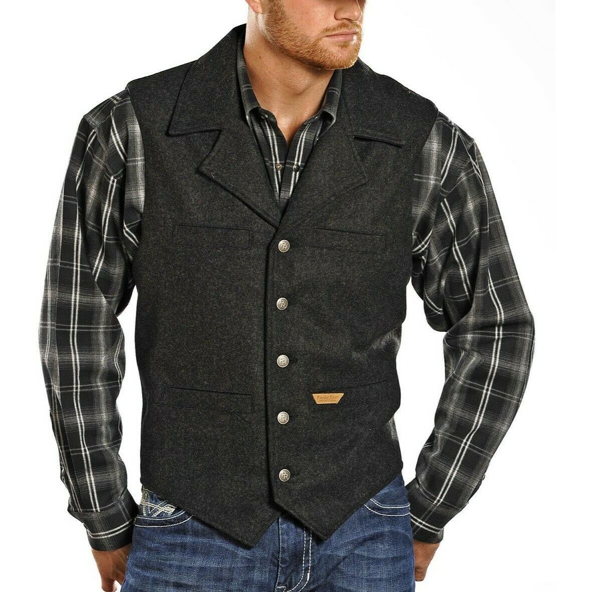 Powder River Outfitters Men's Black Wool Vest 98-1176-01