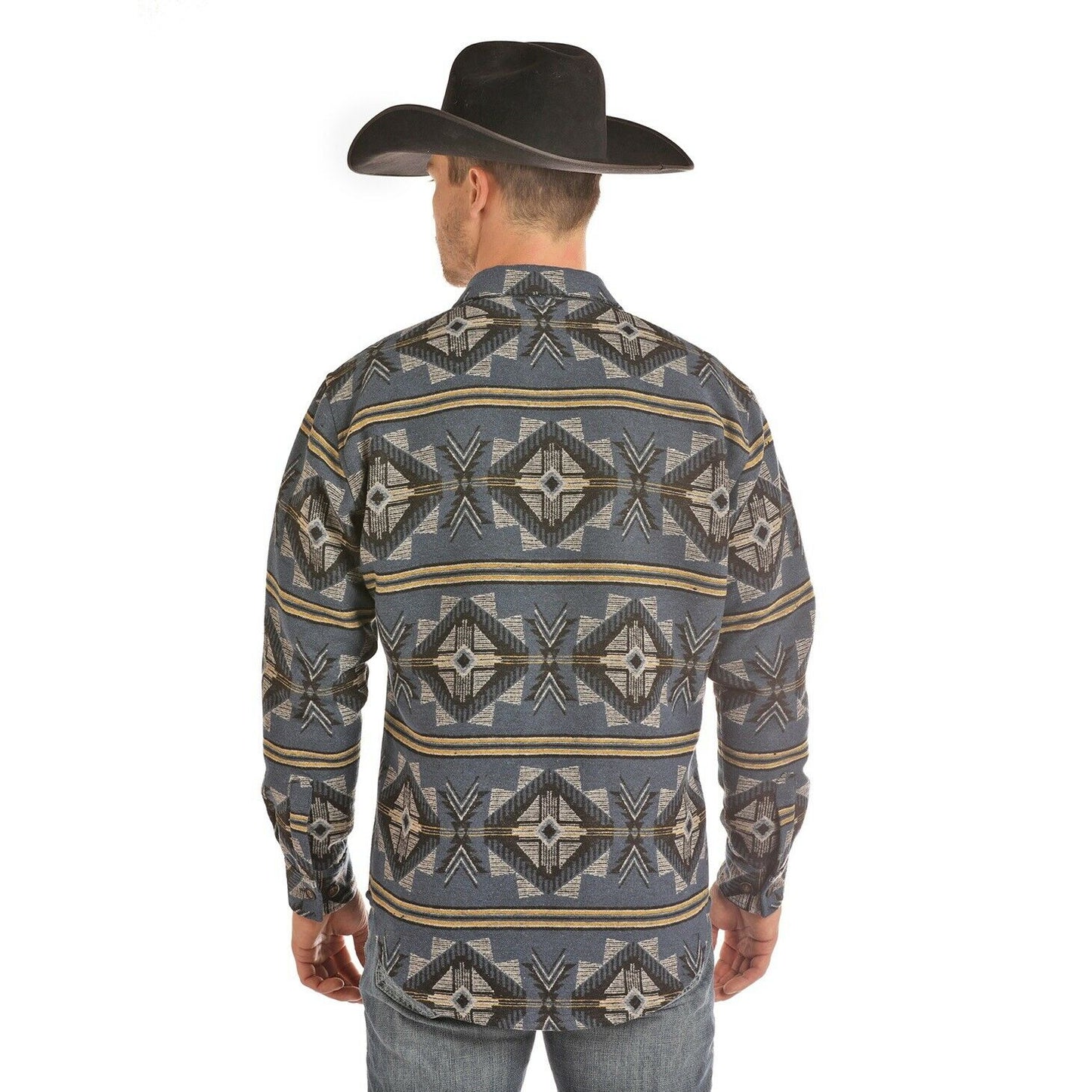 Load image into Gallery viewer, Powder River Outfitters Men&amp;#39;s Blue Aztec Shirt Jacket 92-2686
