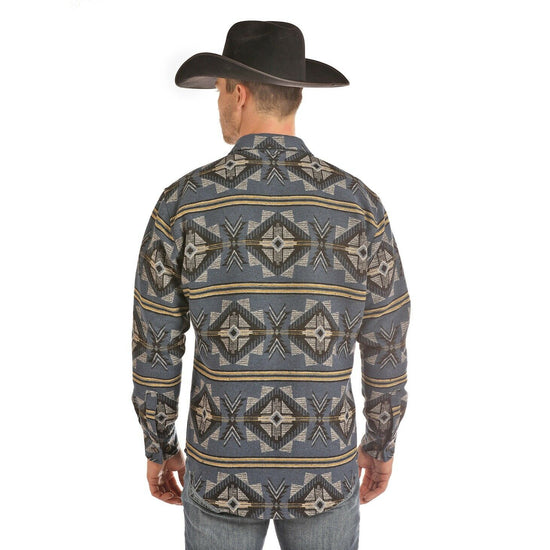 Powder River Outfitters Men's Blue Aztec Shirt Jacket 92-2686