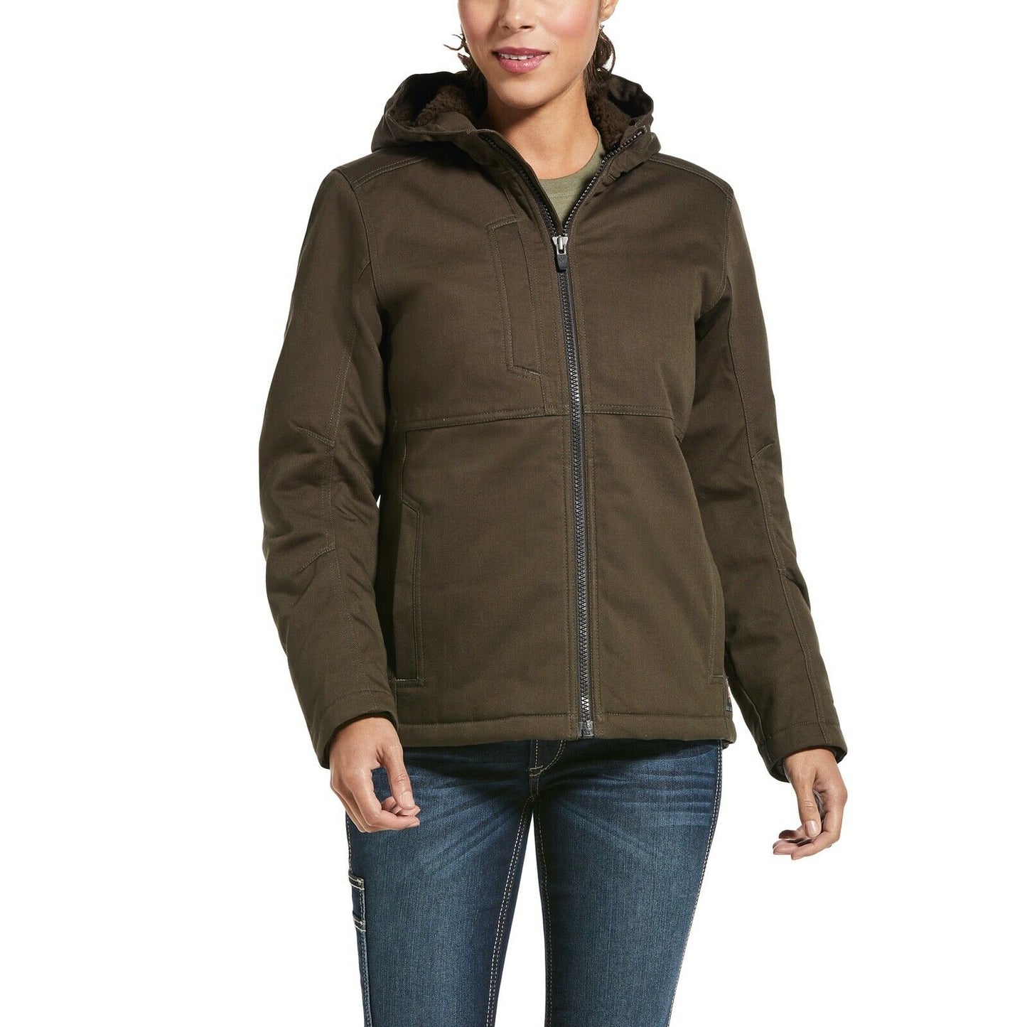 Ariat® Ladies Rebar™ DuraCanvas Insulated Brown Hooded Jacket 10032918