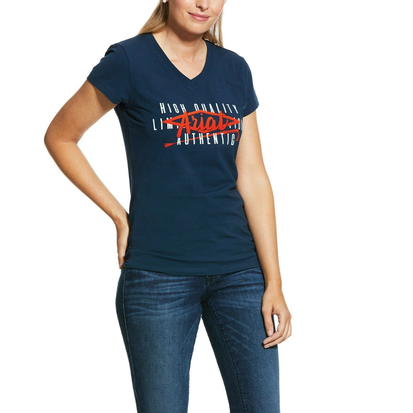 Load image into Gallery viewer, Ariat Ladies Petroleum Logo V-Neck T-Shirt 10030351
