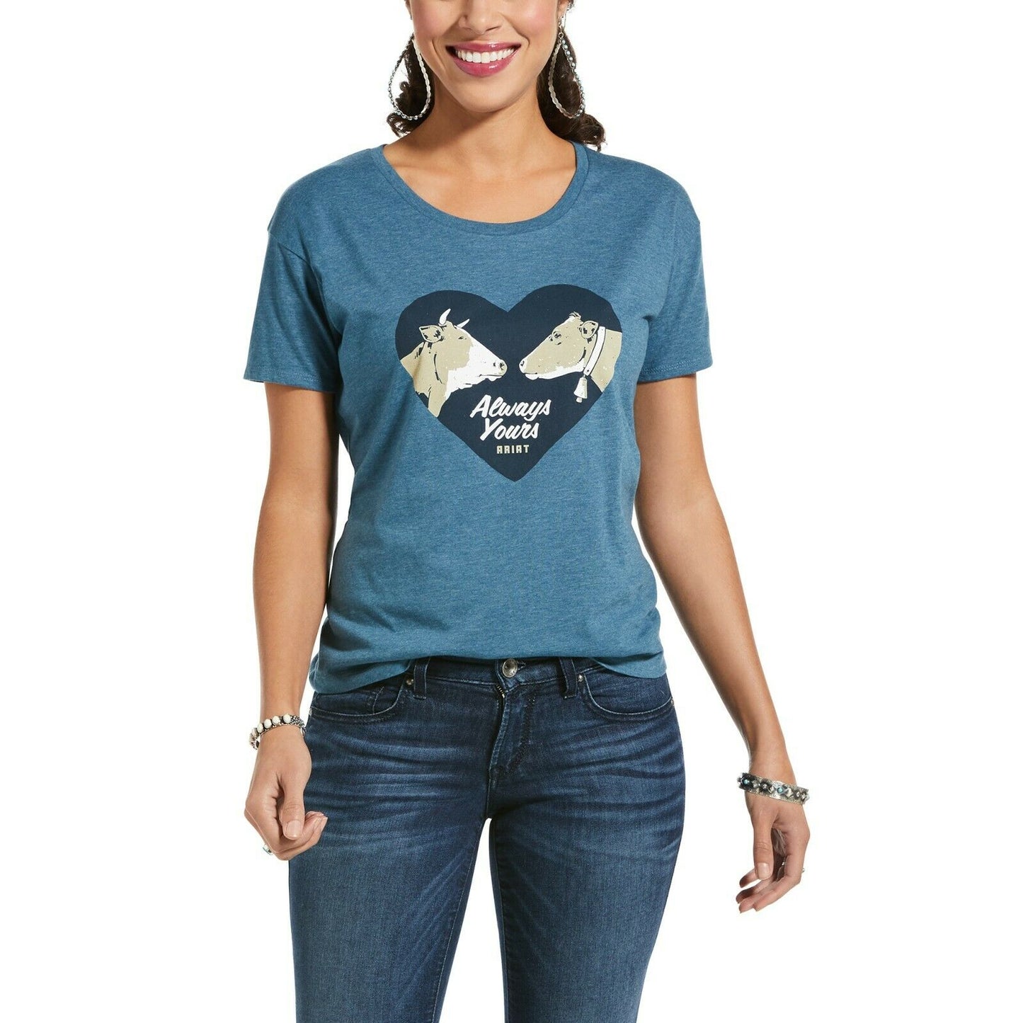 Ariat Ladies Always Yours Steel Blue Short Sleeve T-Shirt 10033424