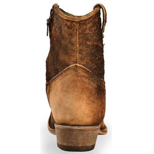 Corral Ladies Chocolate-Tan Lamb Abstract Short Top Boot C1064 - Wild West Boot Store