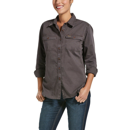Ariat® Ladies Rebar™ Washed Twill Greyi Button-Up Work Shirt 10032884