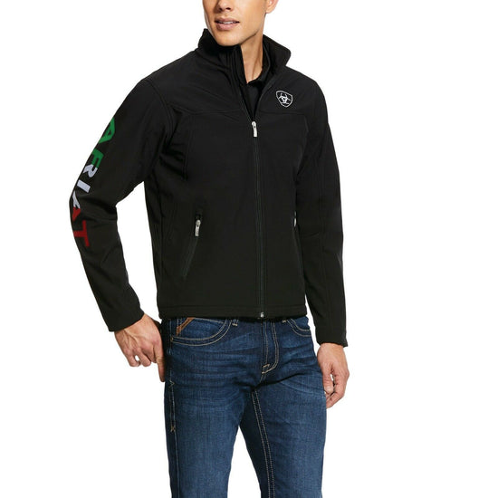Ariat® Men's New Team Logo Black Mexico Flag Softshell Jacket 10031424