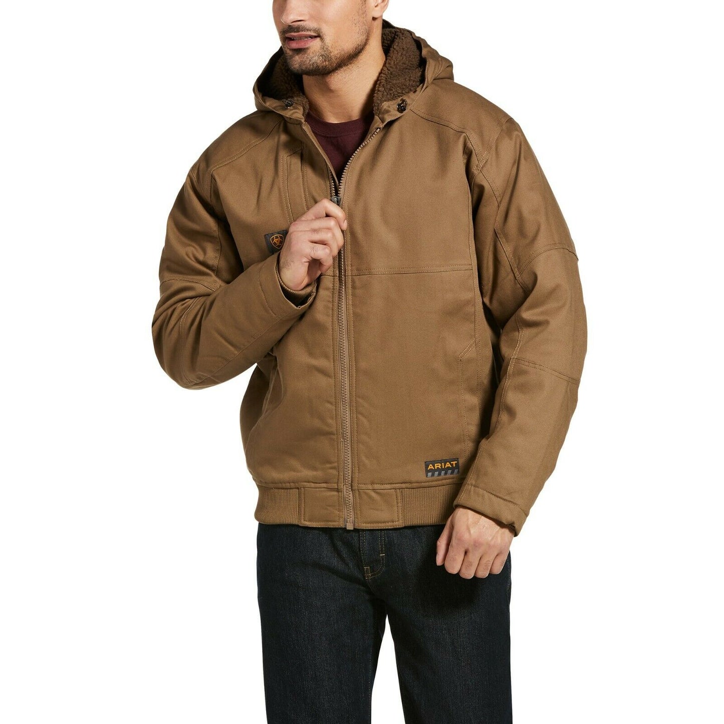 Load image into Gallery viewer, Ariat® Men&amp;#39;s Rebar DuraCanvas Field Khaki Brown Hooded Jacket 10032964
