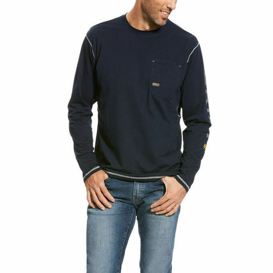 Ariat® Men's Navy Rebar Workman Logo Long Sleeve Shirt 10023920