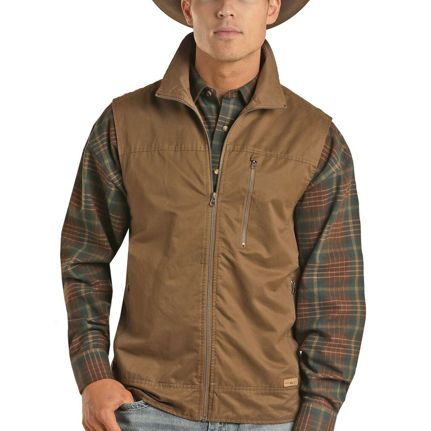 Powder River Outfitters Men's Cotton Brown Vest 98-6756-25