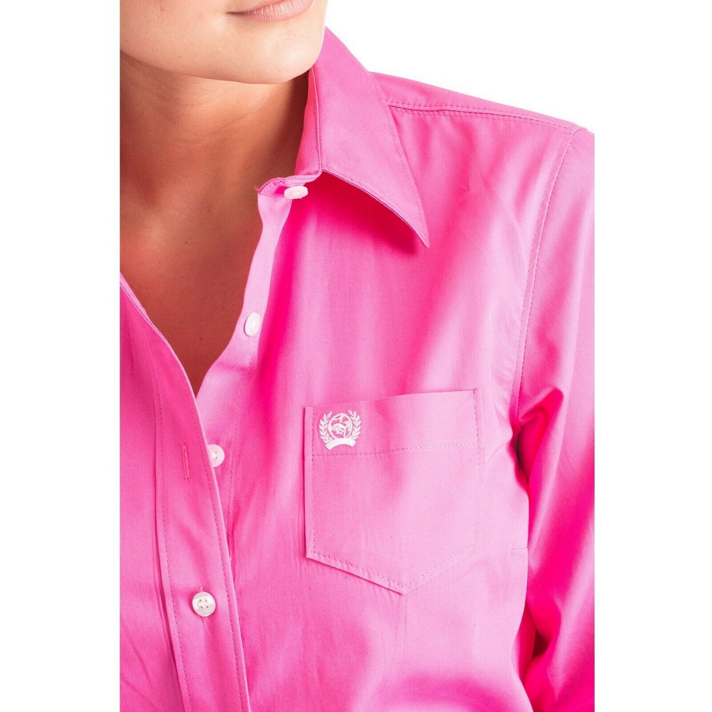 Cinch Ladies Solid Pink Button-Down Shirt MSW9164033