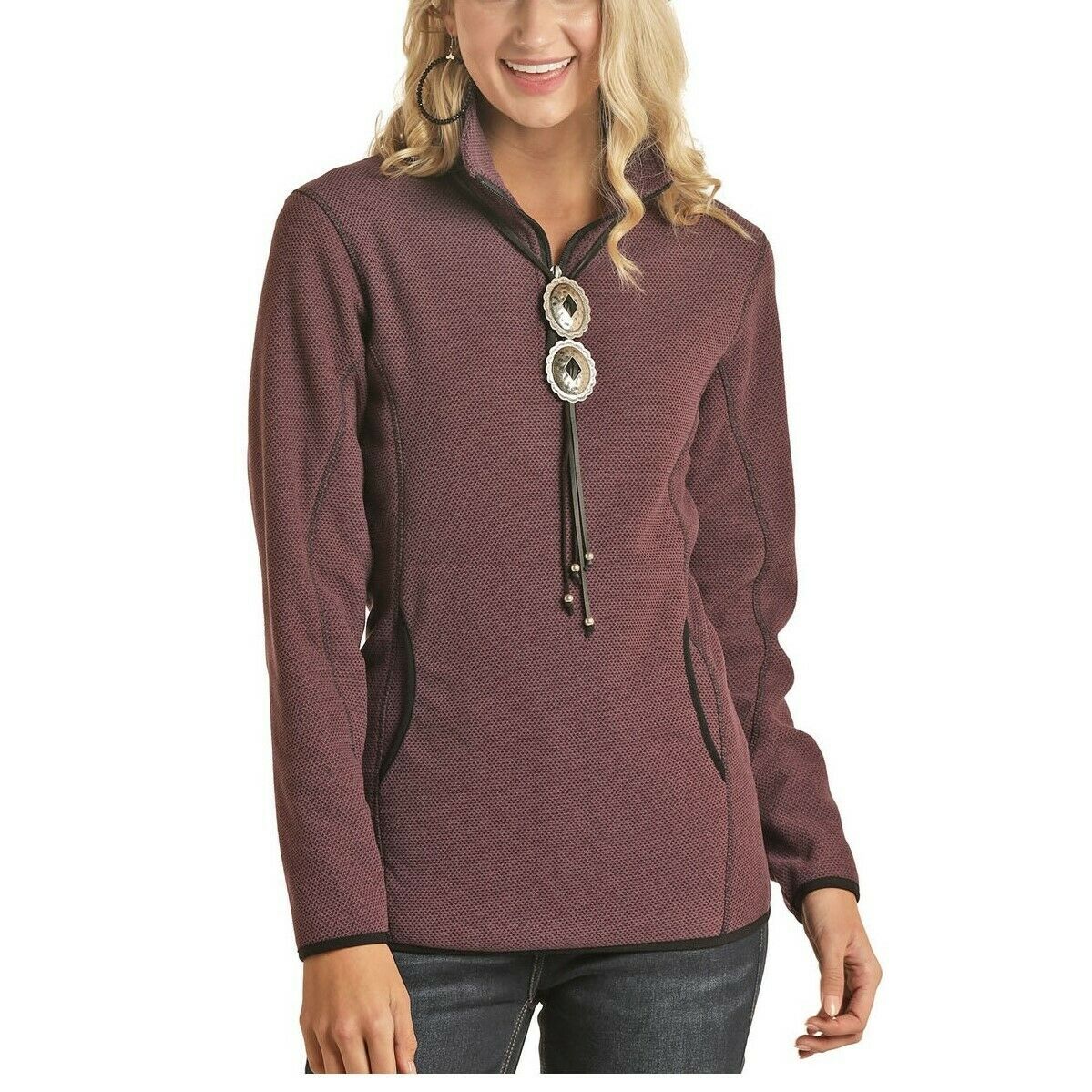 Powder River Outfitter Ladies Maroon Fleece Pullover Jacket 51-6661-60
