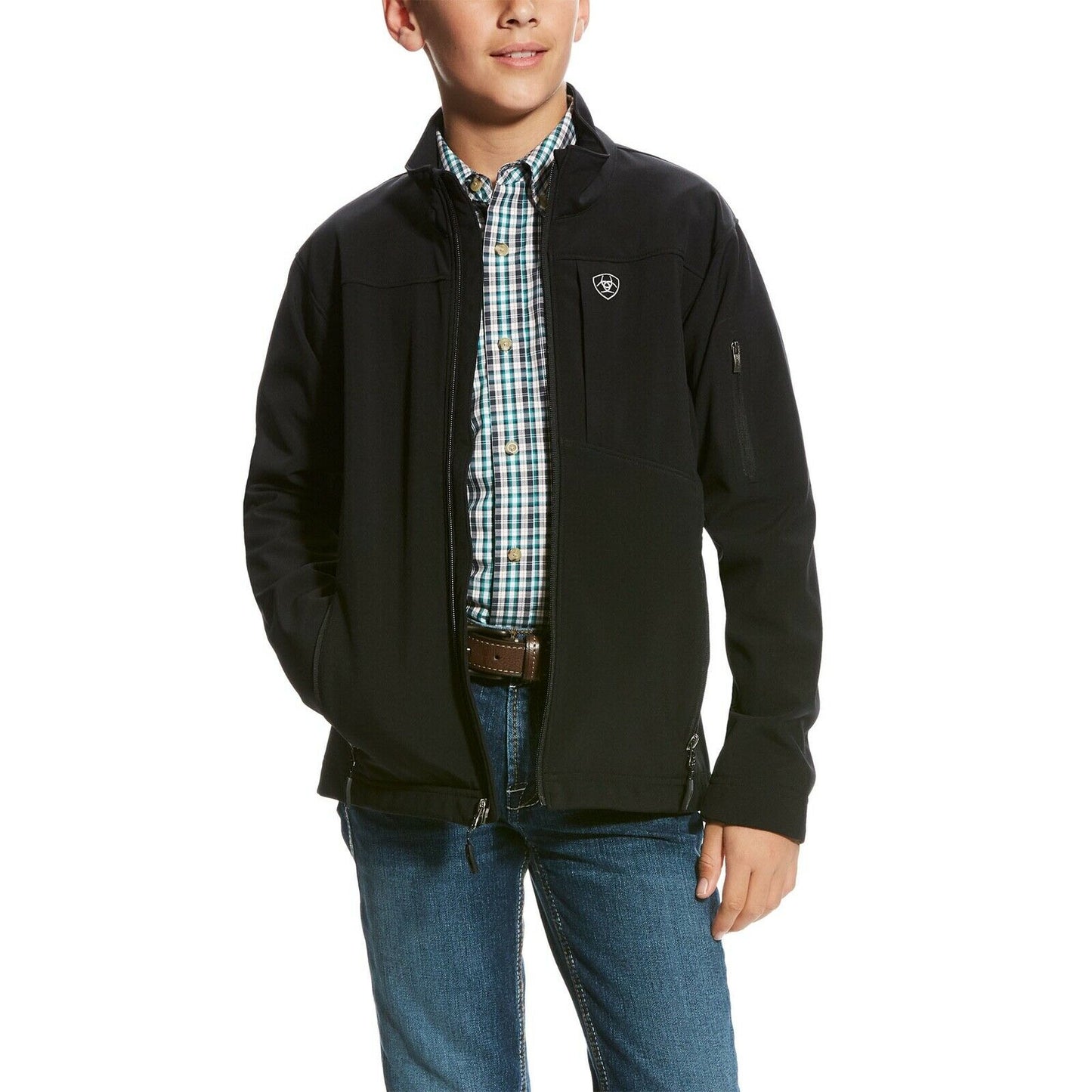 Ariat® Boy's Vernon 2.0 Black Stretch Softshell Jacket 10024057
