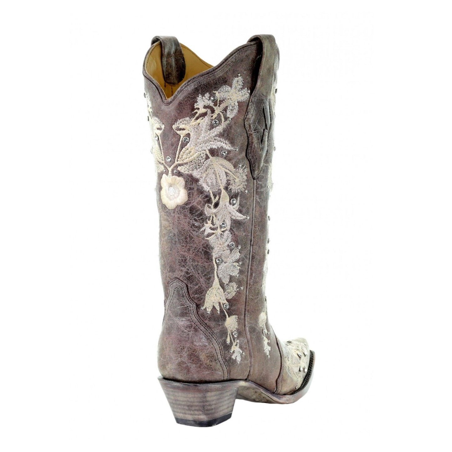 Corral Ladies Tobacco Studs & Floral Embroidery & Crystals Boots A3572 - Wild West Boot Store