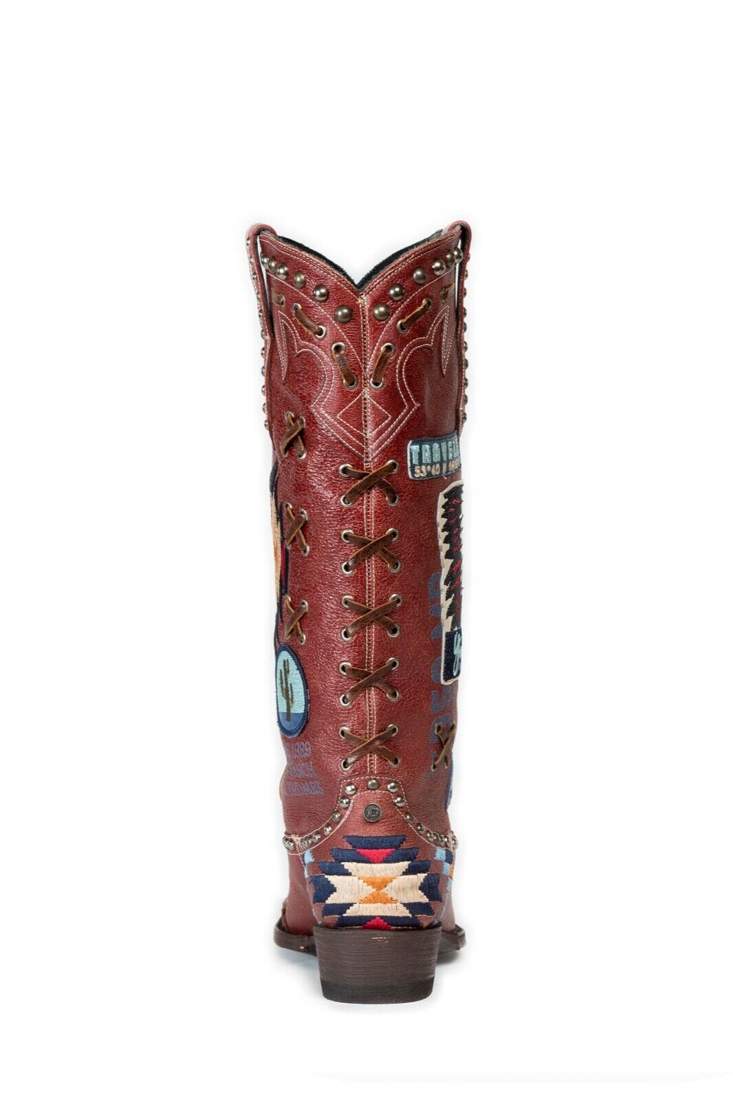 Double D Ranch Ladies Escalante Red Patchwork Biker Boots DDL0441