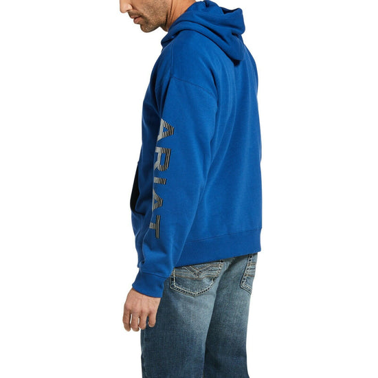 Ariat® Men's Stencil Logo Brushed Fleece Cobalt Hoodie 10033146