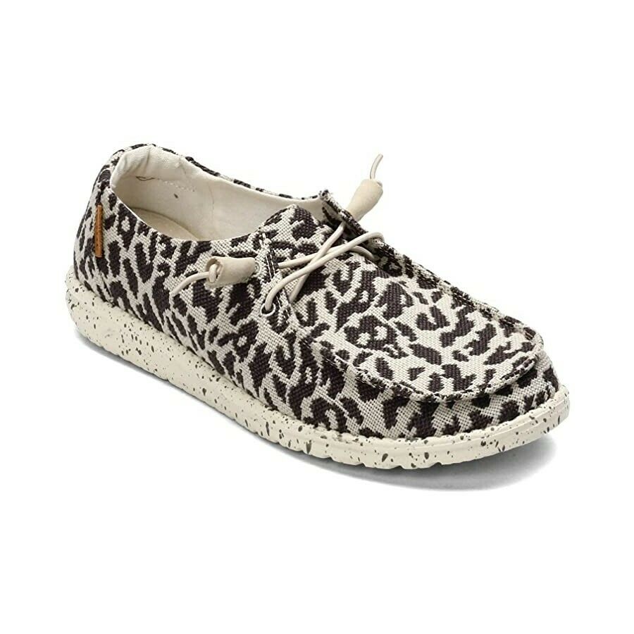 Hey Dude Ladies Wendy Woven Cheetah Grey Shoes 121413091