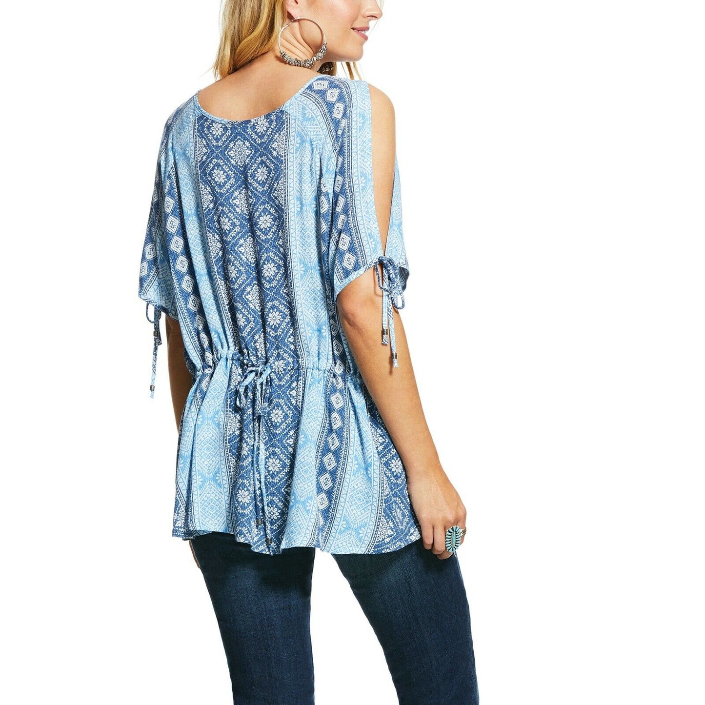 Ariat® Ladies Blue Printed Bandana Beauty Short Sleeve Top 10030846