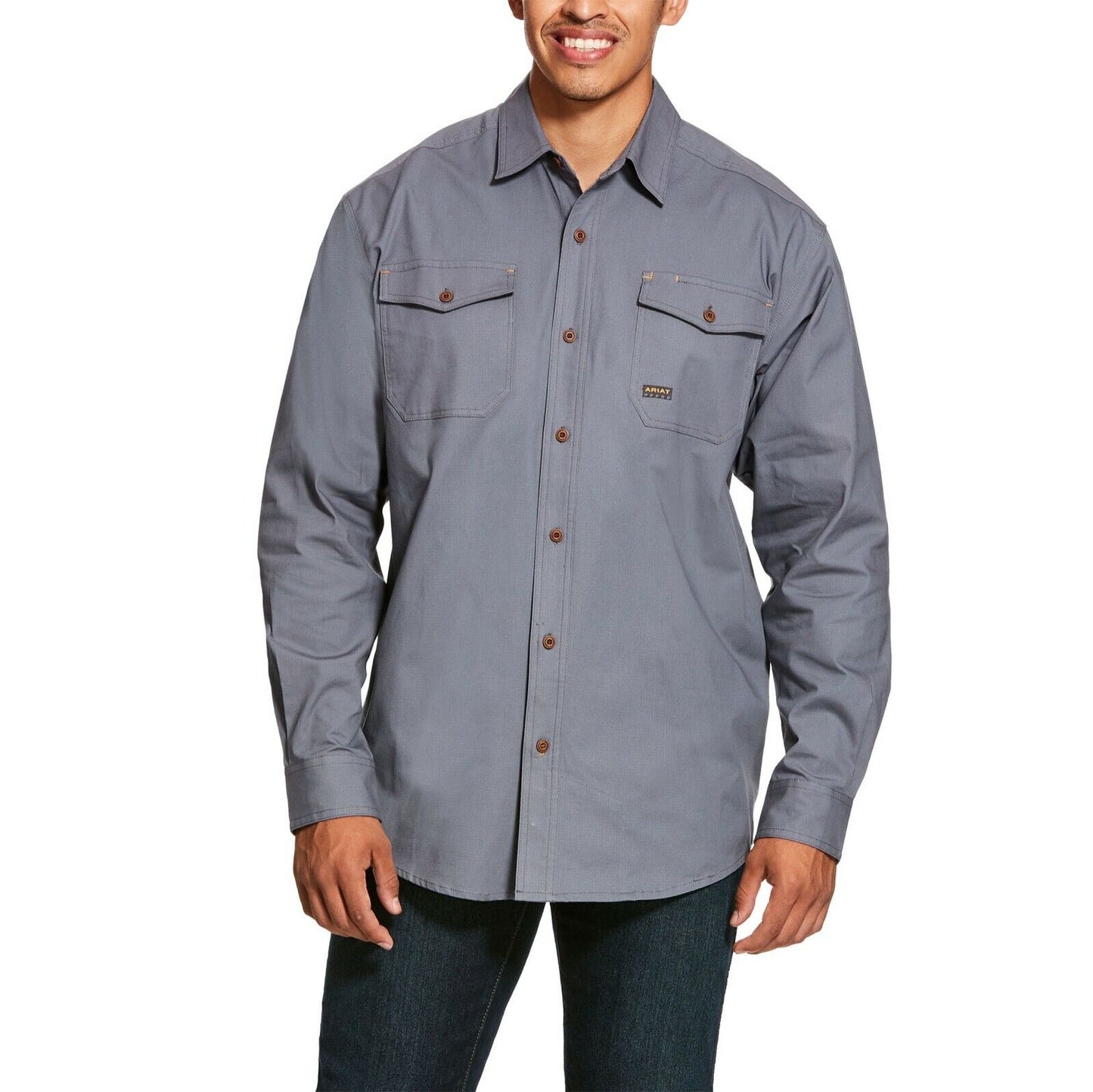 Ariat® Men's Rebar Made Tough DuraStretch Grey Work Shirt 10027830