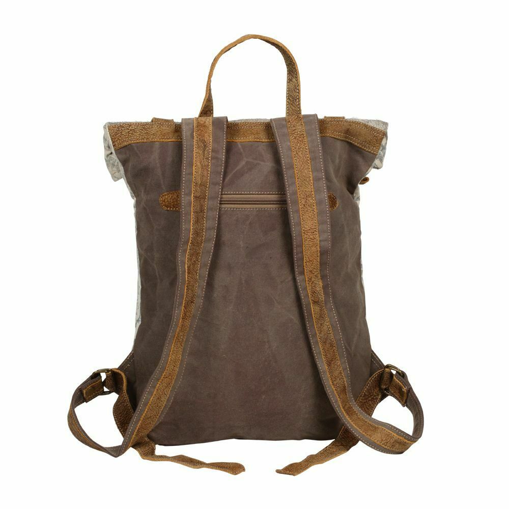 canvas and leather backpack purse Myra Bag Classy Canvas & Hairon Leather Backpack Bag S-1237