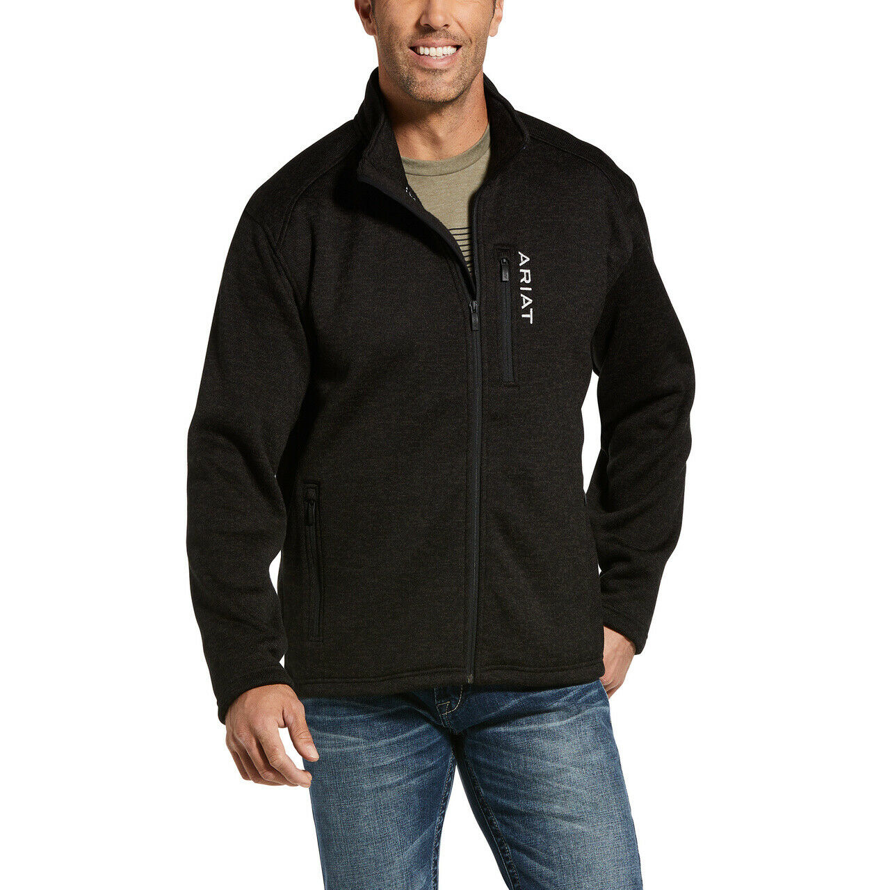 Ariat® Men's Charcoal Caldwell Full Zip Sweater Jacket 10032951