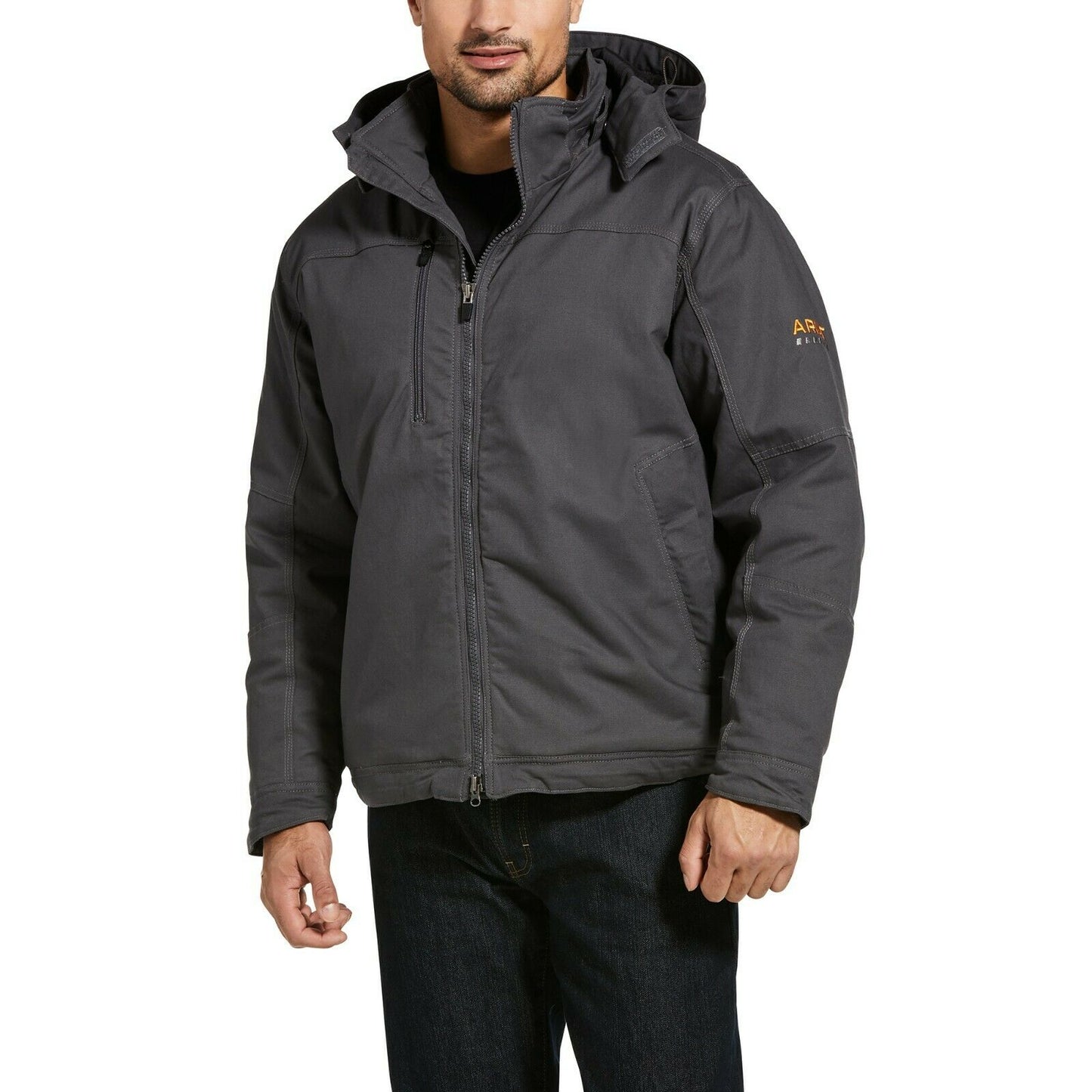 Ariat® Men's Rebar MaxMove Cordura Grey Insulated Hood Jacket 10032901