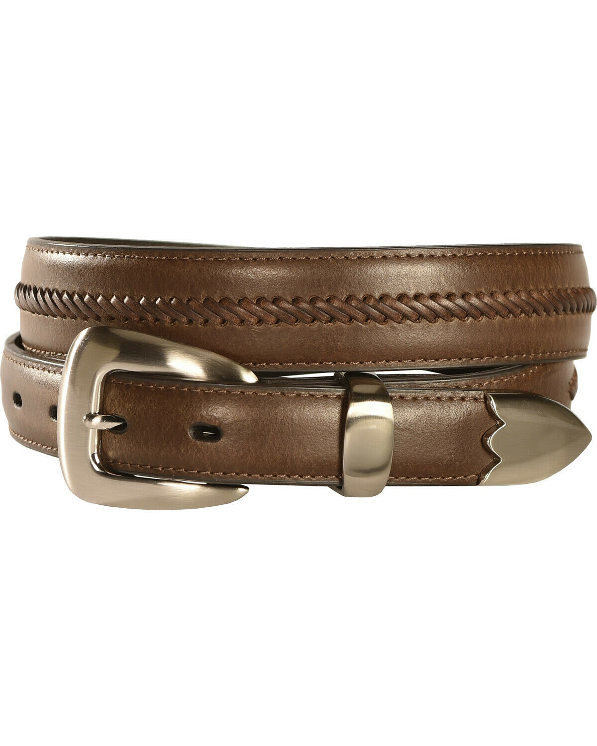 Nocona Men's Brown Leather Stitched Tapered Western Belt N2417202