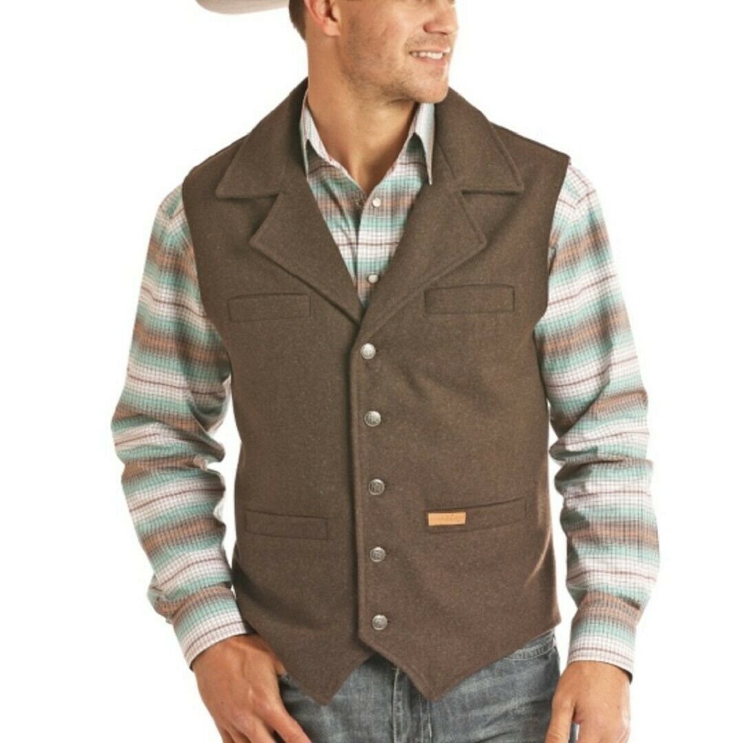 Powder River Outfitters Men's Wool Brown Vest 98-1176-23
