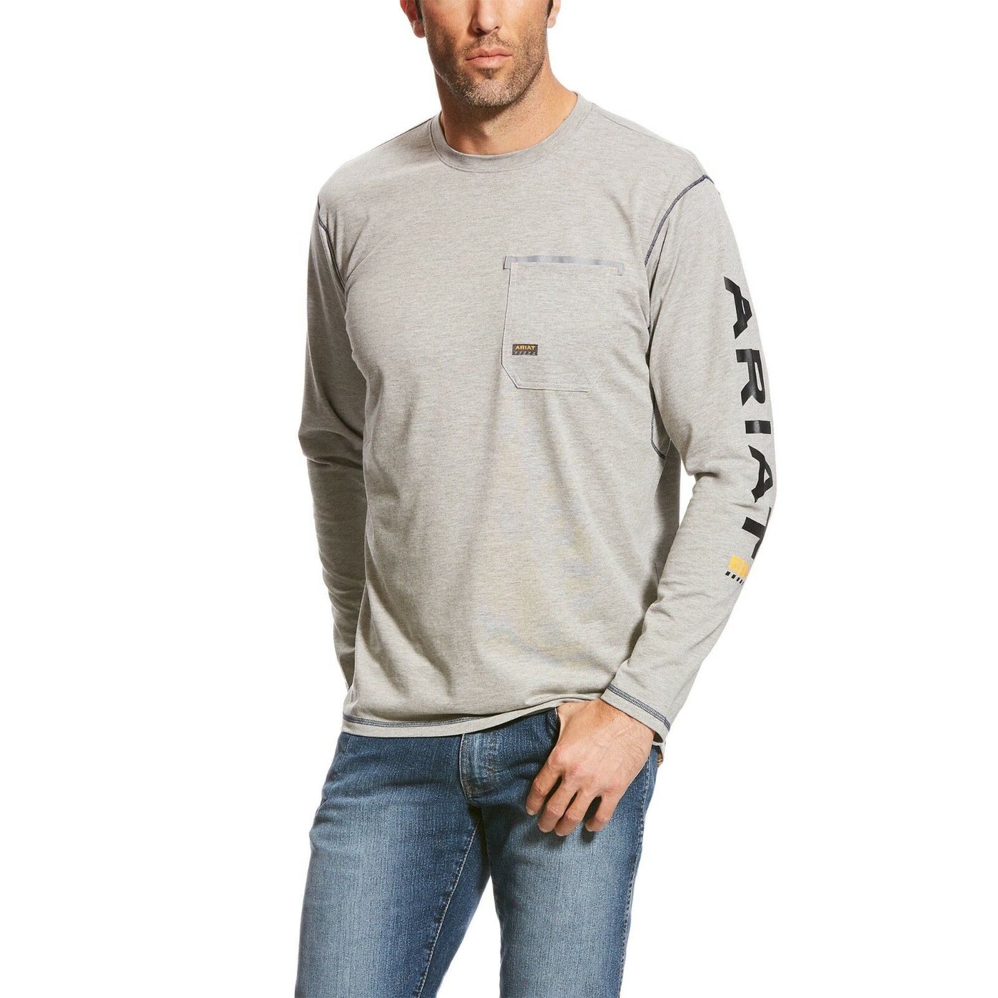 Load image into Gallery viewer, Ariat® Men&amp;#39;s Rebar Workman Grey Long Sleeve Logo T-Shirts 10023918
