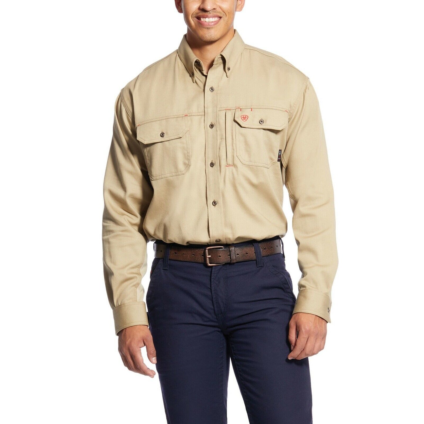 Ariat® Men's FR Flame Resistant Solid Vent Khaki Work Shirt 10025402