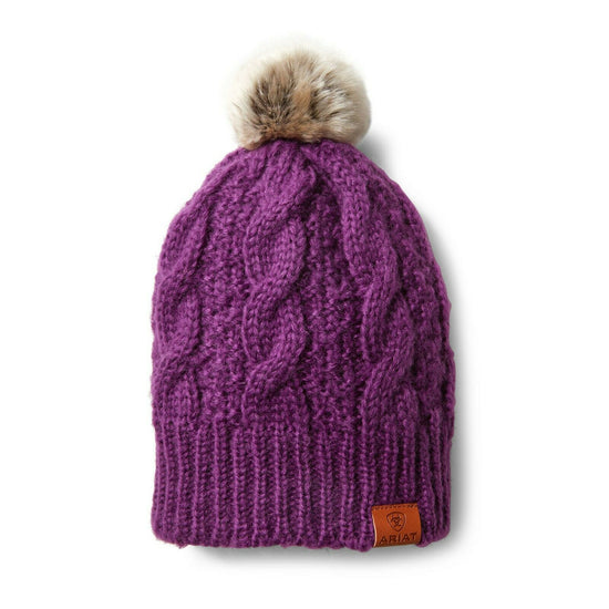 Load image into Gallery viewer, Ariat® Ladies Imperial Violet Cable Beanie 10033362
