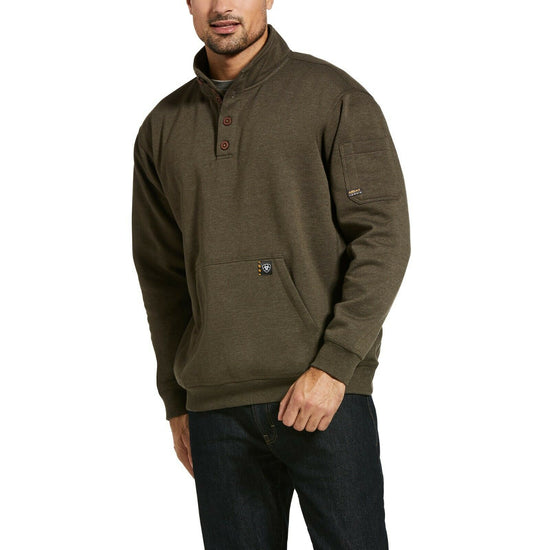 Ariat® Men's Rebar Overtime Fleece Wren Heather Brown Sweater 10032973
