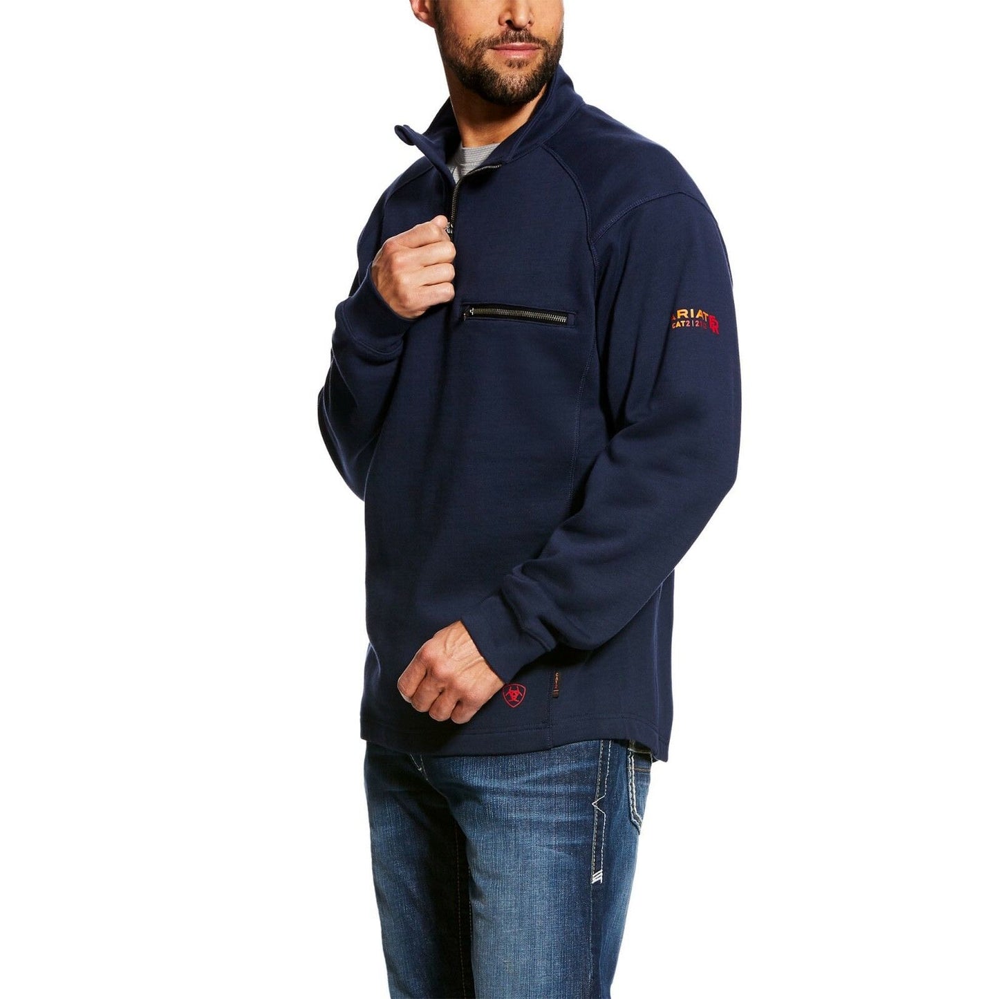 Ariat® Men's FR Rev 1/4 Zip Top Navy Pullover Sweatshirt 10022333