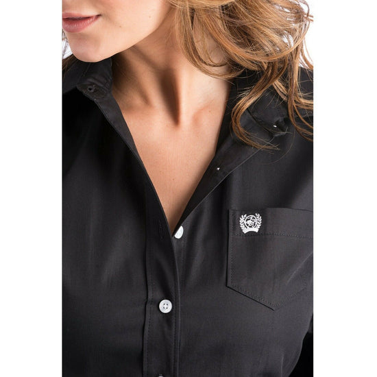 Cinch Ladies Solid Black Button-Down Shirt MSW9164027