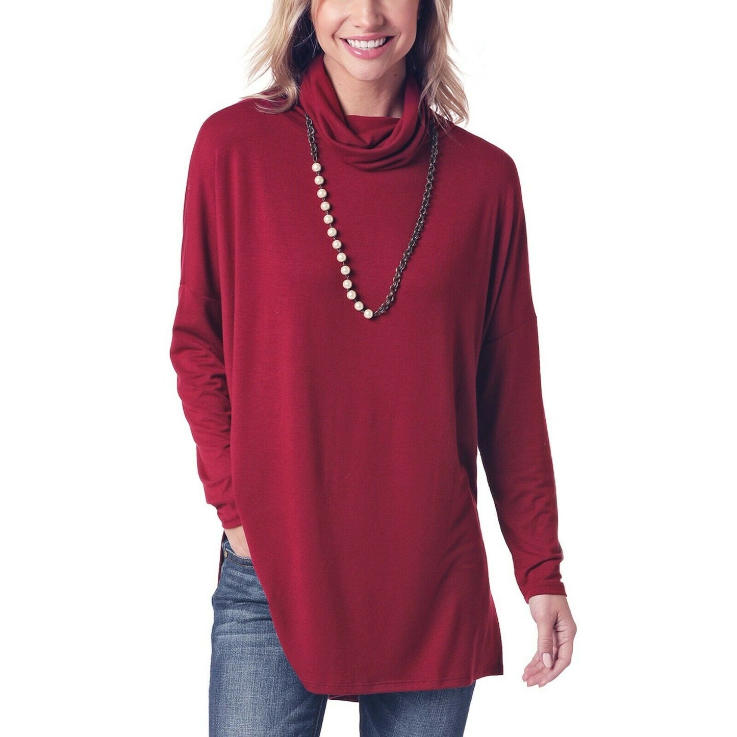 Load image into Gallery viewer, Panhandle Ladies Burgundy Long Sleeve Tunic Shirt L8T6409-62
