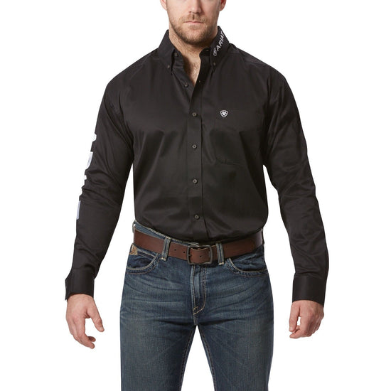 Ariat® Men's Team Logo Black Twill Long Sleeve Shirt 10017497