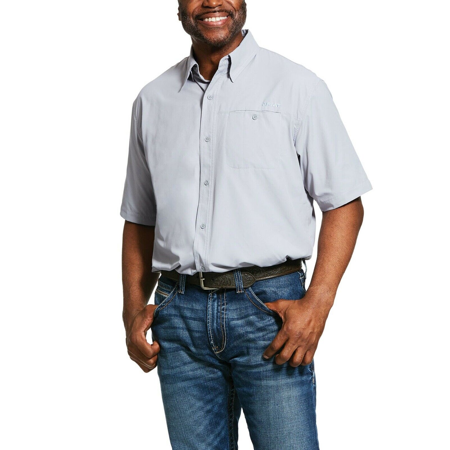 Ariat® Men's VentTEK II Sleet Grey Short Sleeve Button Shirt 10030936