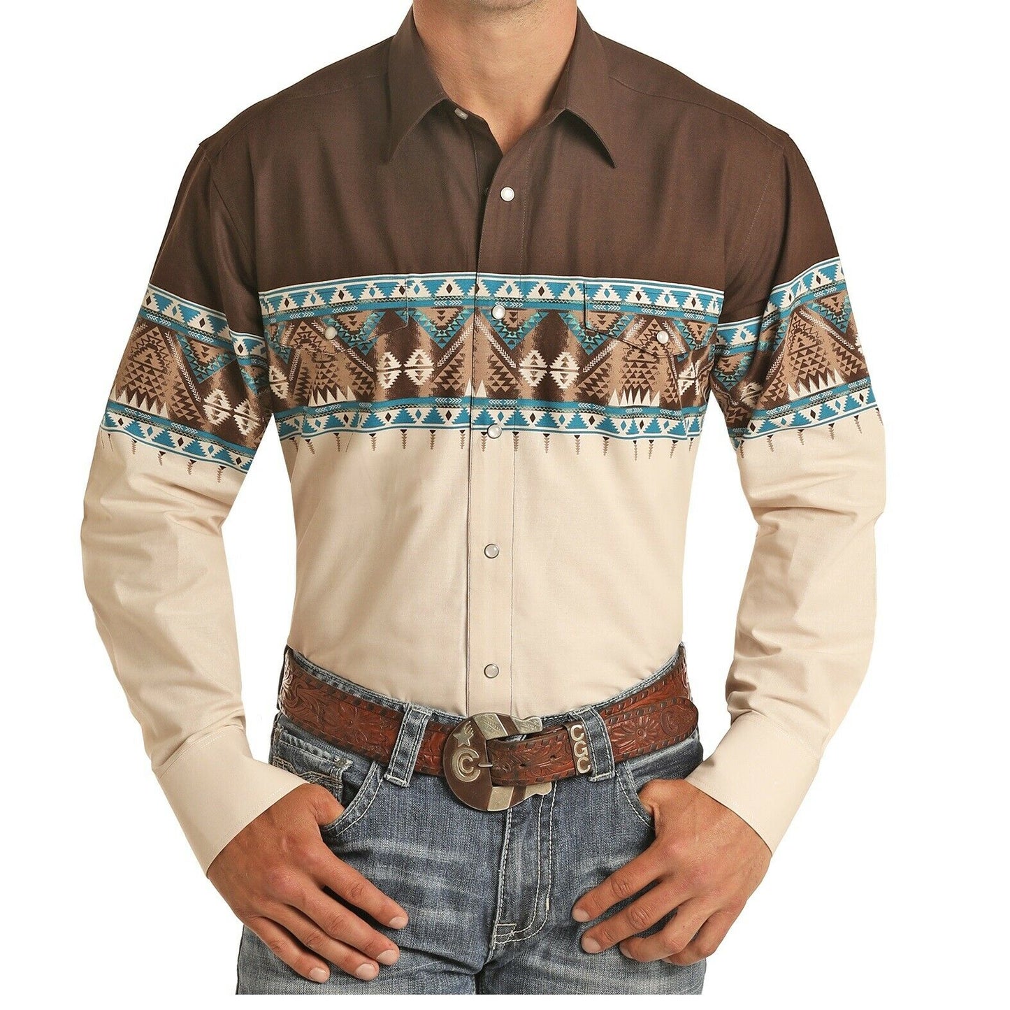 Panhandle Men's Scenic Border Print Shirt 30S5047