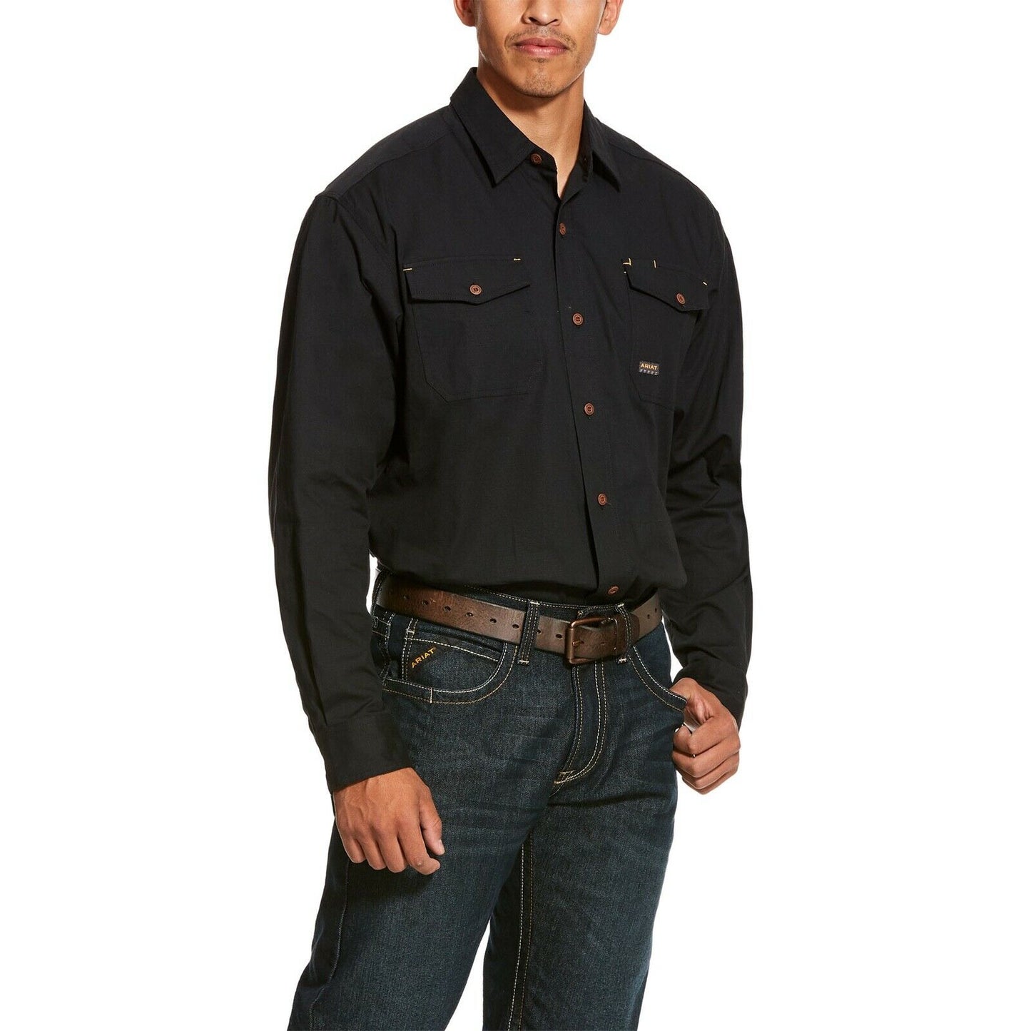 Ariat® Men's Rebar Made Tough DuraStretch Black Work Shirt 10027826