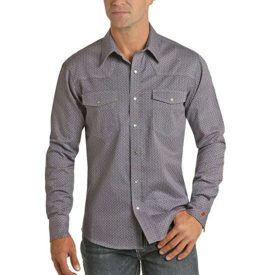 Rock & Roll Cowboy Men's Blue Fire Resistant Long Sleeve Shirt B2S6564