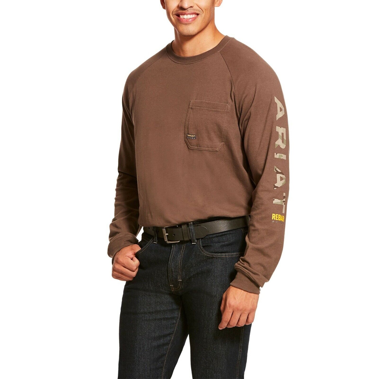 Ariat® Men's Rebar CottonStrong Moss Camo Logo Work T-Shirt 10027904