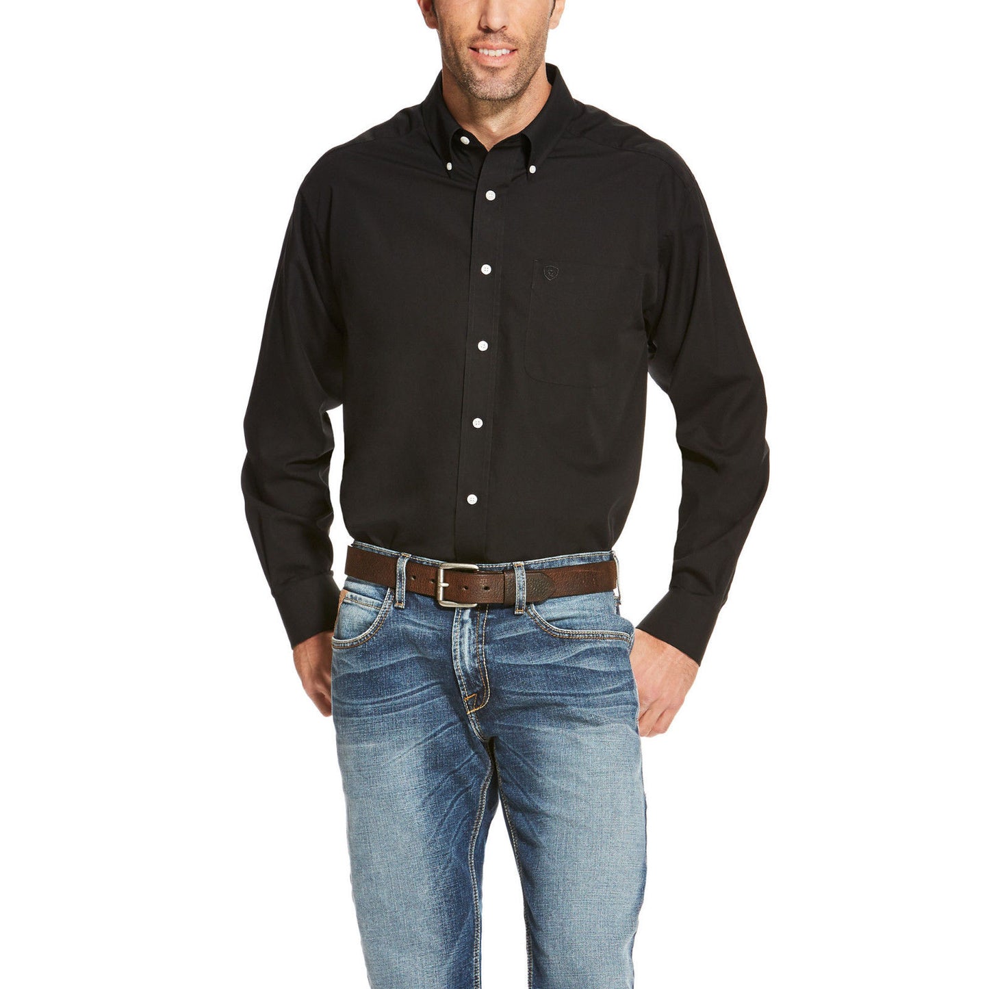 Ariat® Men's Wrinkle Free Black Long Sleeve Button Down Shirt 10020328